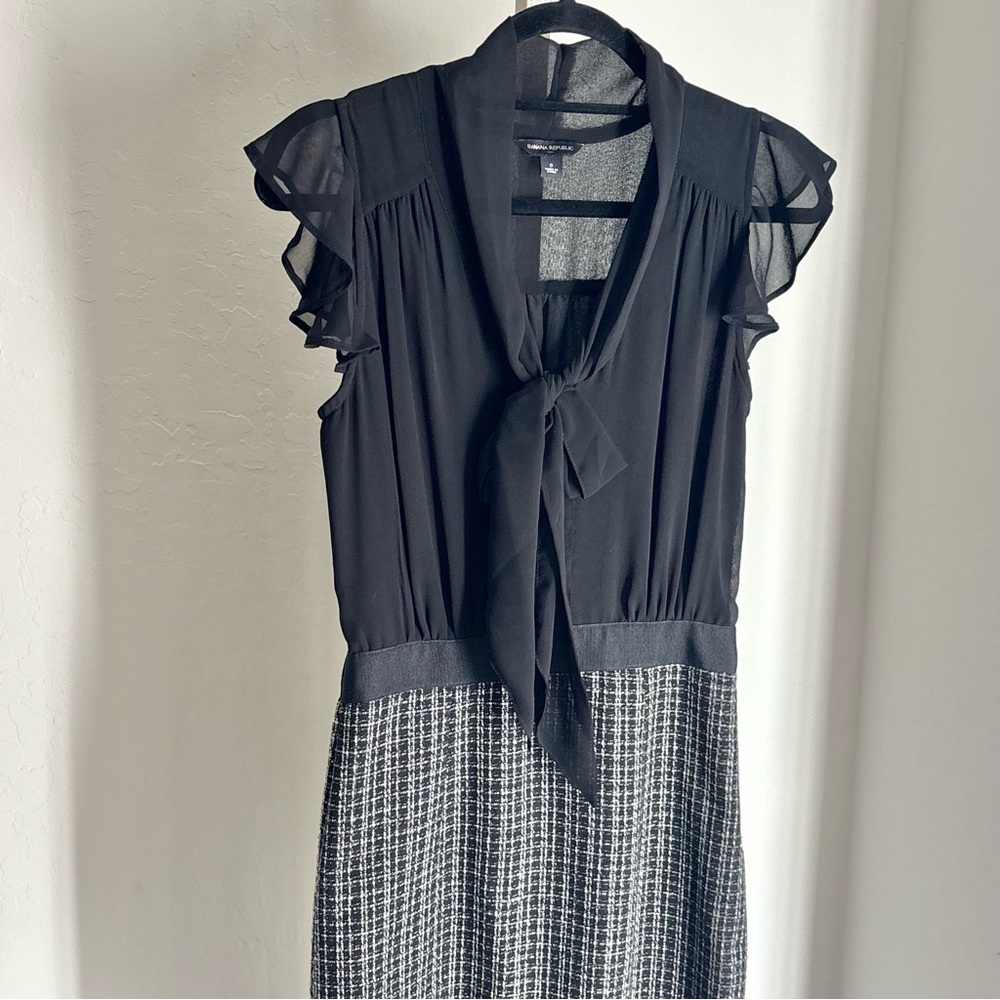 Banana Republic Docking Tweed Skirt Dress with Black Chiffon Secretary Blouse, - Picture 2 of 11